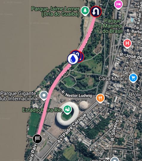 Mapa do percurso de 3km da POA Ladies Run 2026