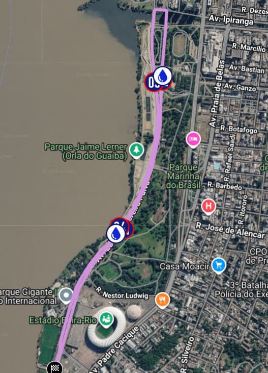 Mapa do percurso de 5km da POA Ladies Run 2026